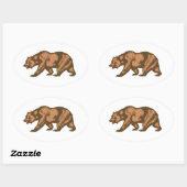 Sticker Ovale Ours de Californie (Feuille)