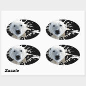 Sticker Ovale ours polaire (Feuille)