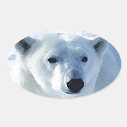 Sticker Ovale Ours polaire (Devant)