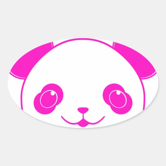 Sticker Ovale Ours rose Kawaii Panda (Devant)