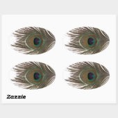 Sticker Ovale Oval de plumes de paon (Feuille)