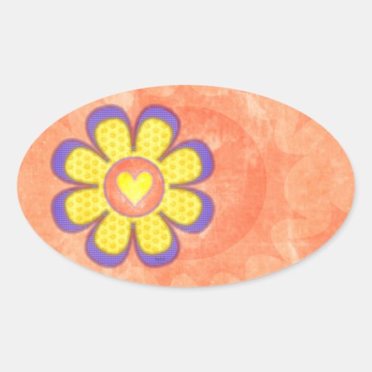 Sticker Ovale Ovale du coeur pourpre (Devant)