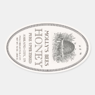 Sticker Ovale Ovale vintage en forme de rucher avec bordure étiq