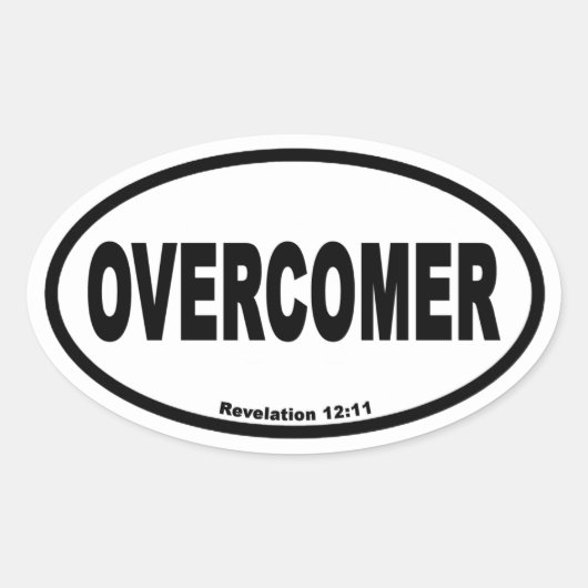 Sticker Ovale Overcomer Rev 12:11 Euro Style (Devant)