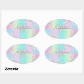 Sticker Ovale Paillettes holographiques de licorne (Feuille)