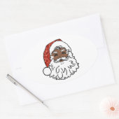 Sticker Ovale paillettes noir santa claus (Enveloppe)