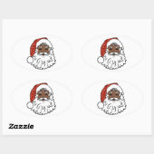 Sticker Ovale paillettes noir santa claus (Feuille)
