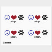 Sticker Ovale Paix, amour, adoption (Feuille)