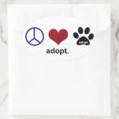 Sticker Ovale Paix, amour, adoption (Sac)