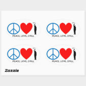 STICKER OVALE PAIX, AMOUR, DRILL (Feuille)