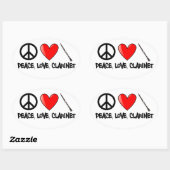 Sticker Ovale Paix, amour, et clarinette (Feuille)