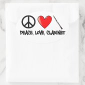 Sticker Ovale Paix, amour, et clarinette (Sac)