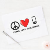 Sticker Ovale Paix, amour et géocaching (Enveloppe)