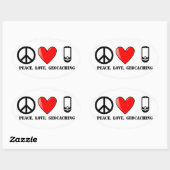 Sticker Ovale Paix, amour et géocaching (Feuille)