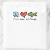 Sticker Ovale Paix, amour et pêche ! (Sac)