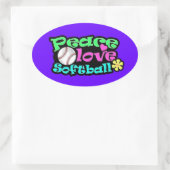 Sticker Ovale Paix, Amour, Softball (Sac)