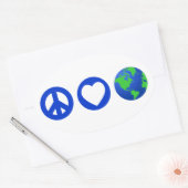 Sticker Ovale Paix amour Terre (Enveloppe)