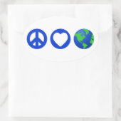 Sticker Ovale Paix amour Terre (Sac)