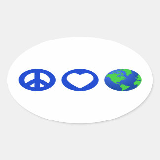Sticker Ovale Paix amour Terre