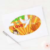 Sticker Ovale Paix et amour (Enveloppe)