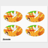 Sticker Ovale Paix et amour (Feuille)