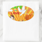 Sticker Ovale Paix et amour (Sac)
