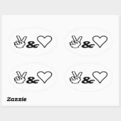 Sticker Ovale Paix et amour (Feuille)