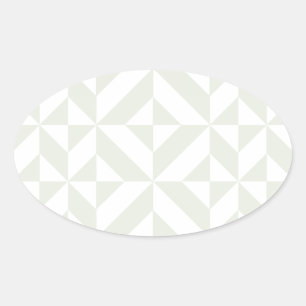 Sticker Ovale Pale Gray Geometric Deco Cube Pattern