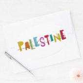Sticker Ovale PALESTINE Nom arabe Coloré (Enveloppe)