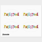 Sticker Ovale PALESTINE Nom arabe Coloré (Feuille)