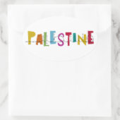 Sticker Ovale PALESTINE Nom arabe Coloré (Sac)