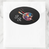 Sticker Ovale PALETTE DE COULEUR, Monogramme noir (Sac)