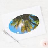 Sticker Ovale Palm Paradise Ciel Bleu Soleil (Enveloppe)