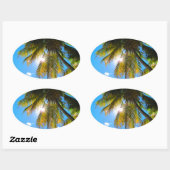Sticker Ovale Palm Paradise Ciel Bleu Soleil (Feuille)