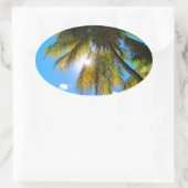 Sticker Ovale Palm Paradise Ciel Bleu Soleil (Sac)