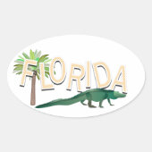 Sticker Ovale Palmier Et Alligator De Floride (Devant)