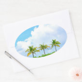 Sticker Ovale Palmiers bleus Ciel nuages vierges Modèle (Enveloppe)