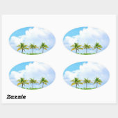 Sticker Ovale Palmiers bleus Ciel nuages vierges Modèle (Feuille)