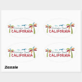 Sticker Ovale Palmiers de Huntington Beach California (Feuille)