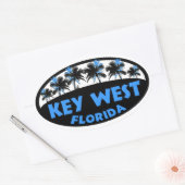 Sticker Ovale Palmiers noirs bleus de Floride occidentale (Enveloppe)