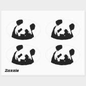 Sticker Ovale Panda d'art noir blanc (Feuille)