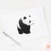 Sticker Ovale Panda noir et blanc (Enveloppe)