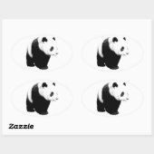 Sticker Ovale Panda noir et blanc (Feuille)