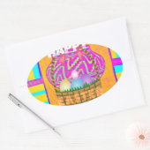 Sticker Ovale Panier de Pâques et d'Oeufs inspirés de l'Afrique (Enveloppe)