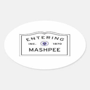 Sticker Ovale Panneau de Mashpee MA, Cape Cod Town