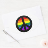 Sticker Ovale Panneau de paix Rainbow (Enveloppe)
