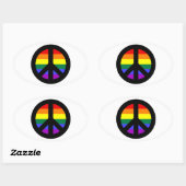 Sticker Ovale Panneau de paix Rainbow (Feuille)