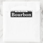 Sticker Ovale Panneau de rue Bourbon St., Nouvelle-Orléans (Sac)