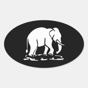 Sticker Ovale Panneau de trekking des éléphants asiatiques devan
