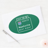 Sticker Ovale Panneau routier de Nashville, TN (Enveloppe)